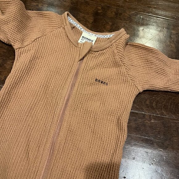 Bonds tan waffle zip up convertible zippy pajamas - Picture 2 of 3